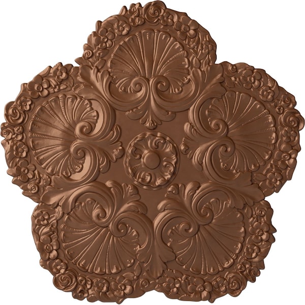 Ekena Millwork Shell Ceiling Medallion, Hand-Painted Polished Copper, 25 5/8"OD x 1"P CM25SHPOS - main